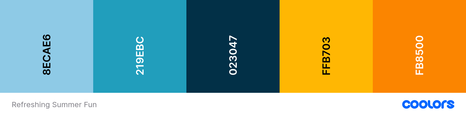 Color palette called "Refreshing Summer Fun" by Coolors.