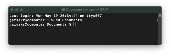 default macOS command prompt
